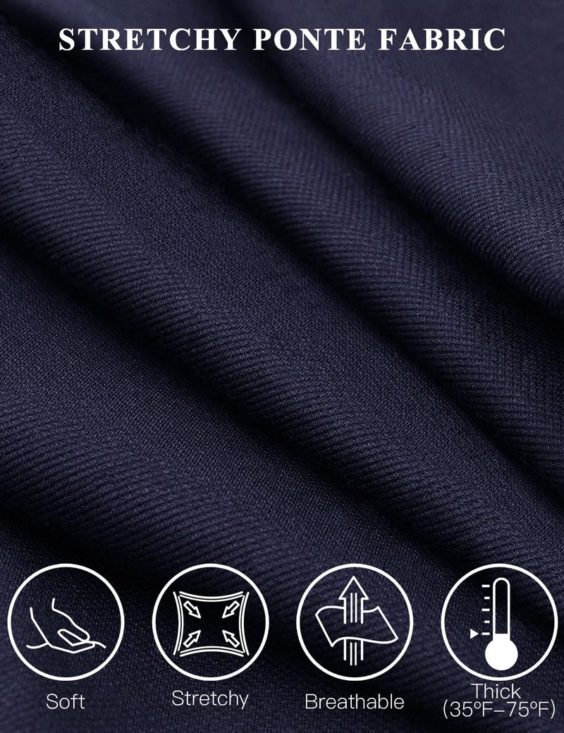 Tapata Women's 26''/28''/30''/32''/34'' Stretchy Straight Dress Pants with Pockets Tall, Petite, Regular for Office Work Business 32", Navy Blue, L - Image 4
